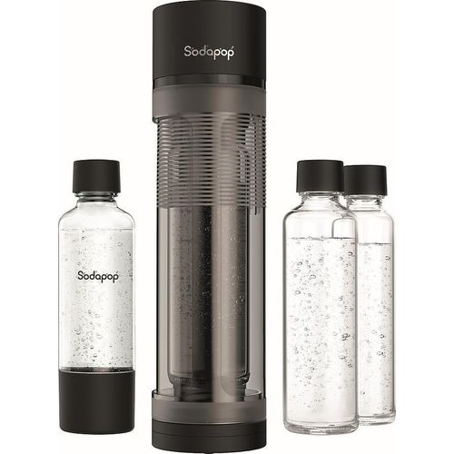 Sodapop Wassersprudler Logan, inkl. 2 Glasflaschen (850 & 600 ml) und 1 PET-Flasche (850 ml), Matt Schwarz, Höhe 42,6 cm, ohne CO-Zylinder