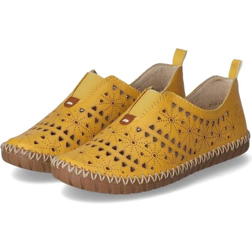 Rieker Slipper durchbrochen in gelb/orange, Gr. 36