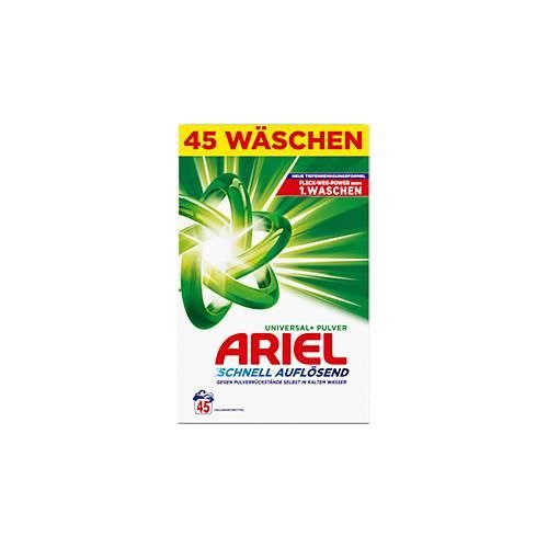 Ariel Universal+ Vollwaschmittel, Pulverwaschmittel, strahlende Reinheit, frischer Duft, 45 Waschladungen