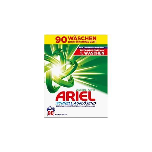 Ariel Universal+ Vollwaschmittel, Pulverwaschmittel, strahlende Reinheit, frischer Duft, 90 Waschladungen