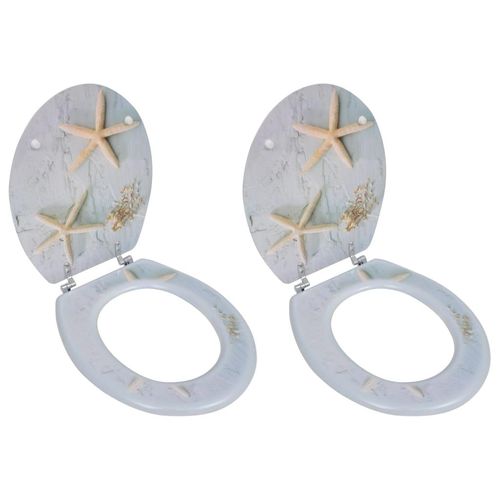 Prolenta Premium Toilettensitze mit Deckel 2 Stk. MDF Seesterne