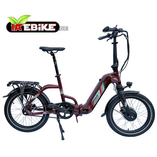 20 Zoll ECOFOLD BFF300 E-bike 3-Gang Automatik Carbon-Riemen BaFang Frontmotor 250W 562Wh Faltrad Klapprad bordeaux ROT