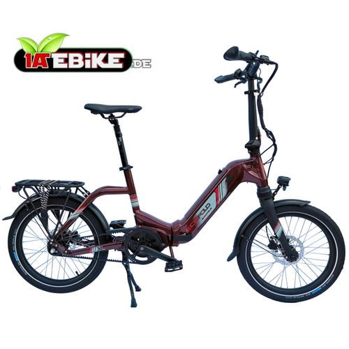 20 Zoll ECOFOLD BFM210 E-bike 3-Gang Automatik Carbon-Riemen BaFang Mittelmotor 250W 562 Wh Faltrad Klapprad bordeaux rot