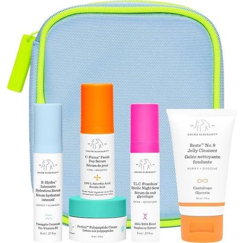 Drunk-Elephant Gesichtspflege Augen-und-LippenpflegeThe Littles 7.0 C-Firma™ Fresh Day Serum 9 ml + B-Hydra™ Intensive Hydration Serum 8 ml + Protini™ Polypeptide Cream 15 ml + Beste™ No. 9 Jelly Cleanser 30 ml + T.L.C. Framboos™ Glycolic Night Serum 8 ml 1 Stk. (75,79 € / 1 Stk.)