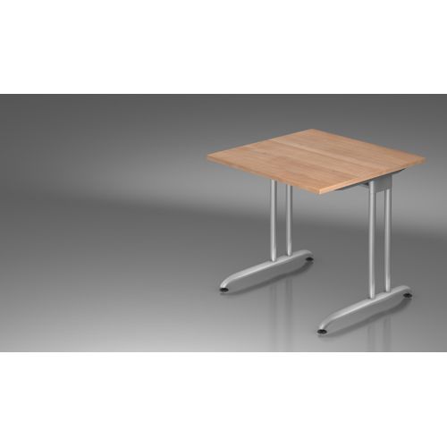 Schreibtisch B-Serie | C-Fuß | inkl. Kabelwanne, Größe Tischplatte:80 x 80 cm, Farbe Tischplatte:Nussbaum