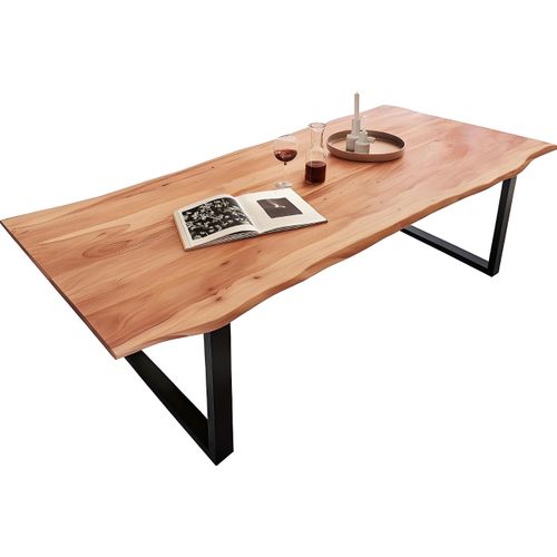 Esstisch Baumkante massiv Akazie natur 220 x 100 schwarz QUINN