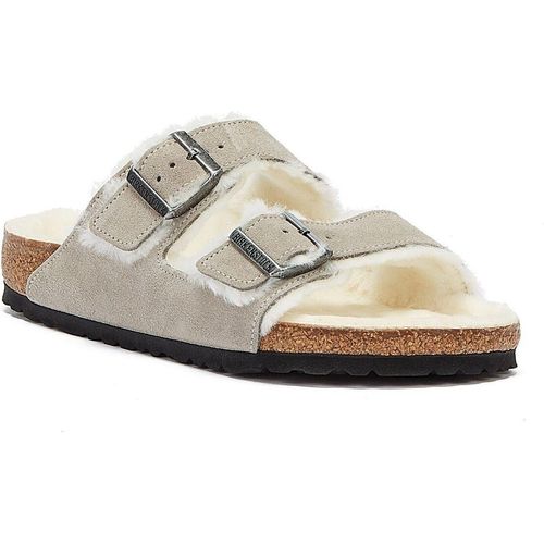 Birkenstock Arizona Schafsfell Stein Münze Sandalen