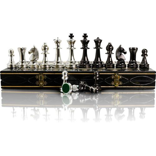 SILBER STAUNTON 40cm metallisierte Kunststoff Staunton No.5 Figuren Schachspiel, Holz Schachbrett, Metall geladen, Schachspiel