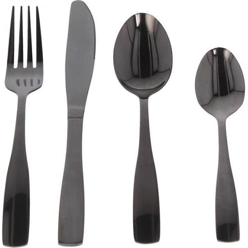 Schwarzes Besteckset für 6 Personen, 24-teilig