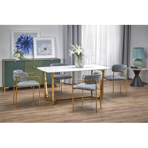 Tisch CLEMENTE weißer Marmor / gold