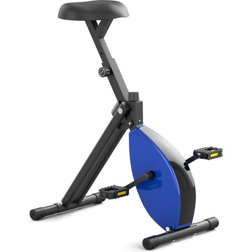 Deskbike – Premium Tischfahrrad – Schreibtisch-Fahrrad für Büro und Zuhause – Heimtrainer – Pedaltrainer – Fitnessgerät – Beintrainer für Zuhause - Bürostuhl - Blau / Schwarz Fahrradrahmen