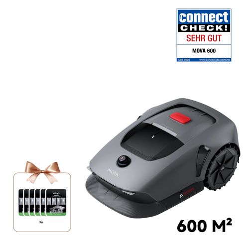 MOVA Tech M600 KIT, Rasenmähroboter, 600 m², 45%, 24°, IPX6, Schwarz, Grau, Rot