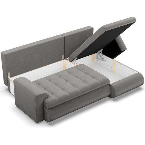 Rechts Ecksofa Foresta mit Schlaffunktion, Hellgrau