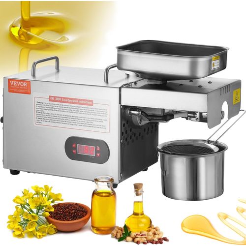 Elektrische Ölpresse, 850 W Ölextraktionsmaschine aus Edelstahl, 0–300 ℃ Einstellbare Temperatur, Heißpresse-Ölpresse zum Pressen von Erdnüssen, Sesamsamen, Rapssamen, Teesamen
