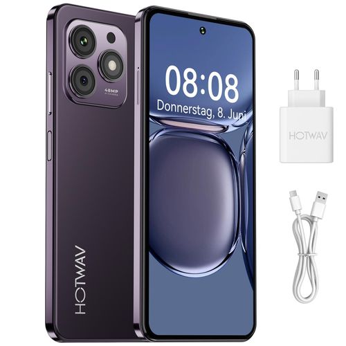 HOTWAV Android Smartphone, 16+256 GB/1 TB Handy, Smartphone ohne Vertrag, Octa-Core-Prozessor, 5160 mAh Mobiltelefon, 24 Monate, Lila