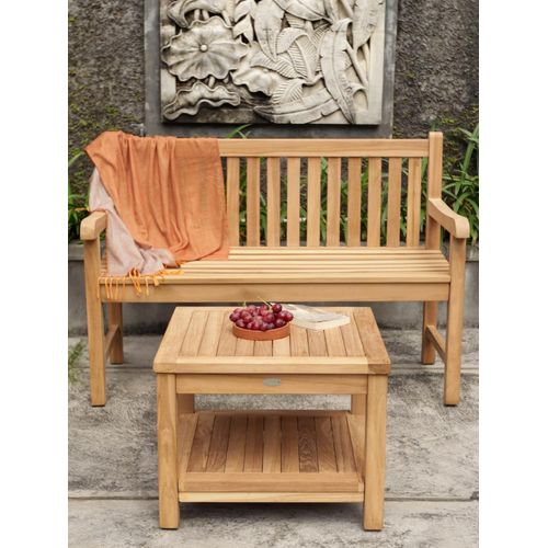 Gartenbank Teakholz 130 cm breit, 2-Sitzer Bank Teakea massiv