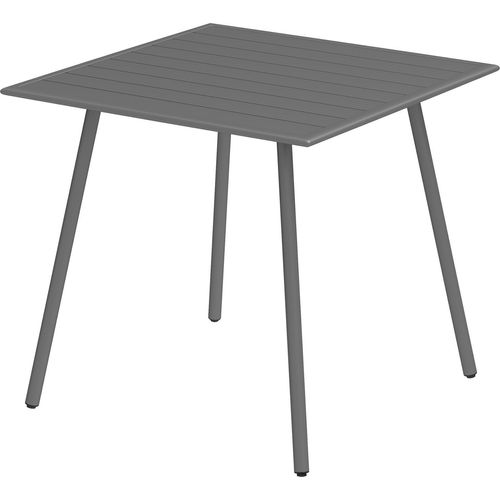 Gartentisch Stahl 80 x 80 x 74 cm Wetterfest Buffettisch mit Stahlrahmen, rutschfest Campingtisch 4 Personen Balkontisch Terrassentisch Outdoor Esstisch für Garten, Terrasse, Balkon, Grau Aosom