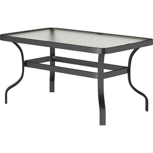 Beistelltisch Hartglas Kaffeetisch Couchtisch mit Wellendesign, Abgerundete Ecke Balkontisch Gartentisch Sofatisch Teetisch Gartenmöbel für Wohnzimmer Garten Terrasse Balkon, 95x55 cm Schwarz Aosom