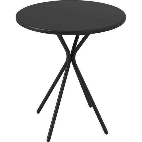 Gartentisch Ø60 x 70 cm, Wetterfest Balkontisch aus Stahl, Runder Esstisch mit Fußpolster Outdoor Campingtisch Beistelltisch, Terrassentisch für Garten Terrasse Balkon Schwarz Aosom