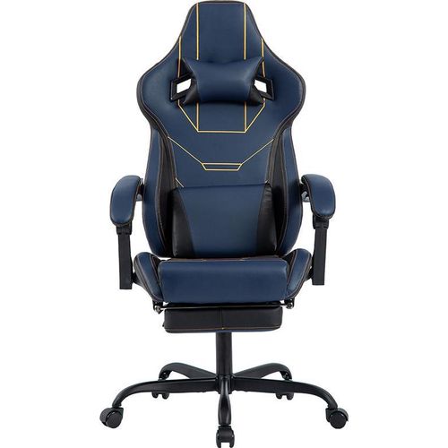 Gaming Stuhl Ergonomisch, Gaming Chair mit Fußstütze, Racing Computerstuhl höhenverstellbar, Bürostuhl mit Lendenwirbelstütze