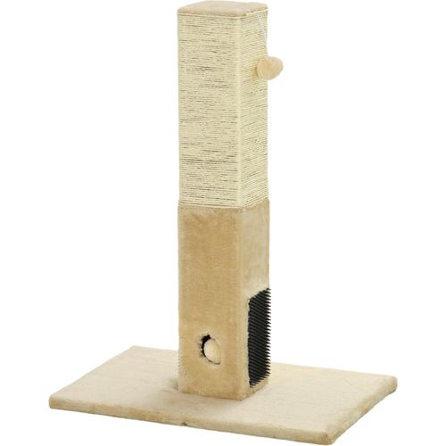 Kratzstamm, 79cm Kratzsäule mit Fellbürsten, Jute-Katzenkratzbaum mit Spielball, Kratzbaum für Katzen unter 4,5 kg, Katzen Kratzmöbel, Indoor, Beige