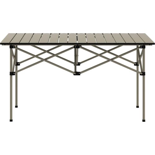 Campingtisch Klapptisch mit Aufrollbare Tischplatte X-Rahmen Gartentisch aus Aluminium leicht 2 Personen Beistelltisch Falttisch für Garten Balkon Camping 95 x 55cm Khaki |