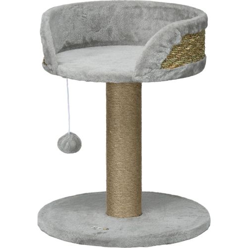 Kratzbaum klein, 49 cm Katzenbaum, Katzenkratzbaum mit Spielball, Liegefläche, Kletterbaum für Katzen bis 4 kg, Katzenmöbel, Jute Grau Aosom