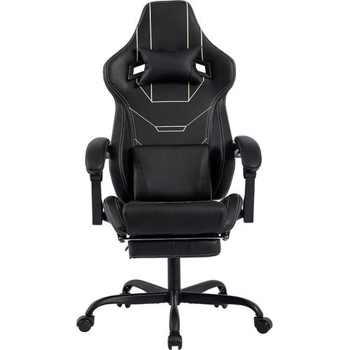 Gaming Stuhl Ergonomisch, Gaming Chair mit Fußstütze, Racing Computerstuhl höhenverstellbar, Bürostuhl mit Lendenwirbelstütze