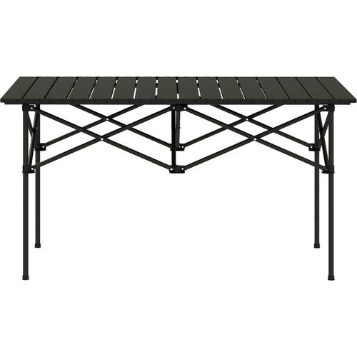 Campingtisch Klapptisch mit Aufrollbare Tischplatte X-Rahmen Gartentisch aus Aluminium leicht 2 Personen Beistelltisch Falttisch für Garten Balkon Camping 95 x 55cm Schwarz |