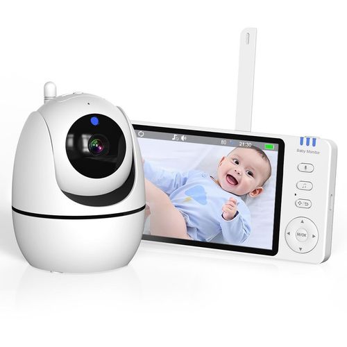 ZELURXX Video Babyphone mit Kamera, Temperaturüberwachung, VOX, 2-Wege-Gegensprechfunktion, Alarm, Weiß