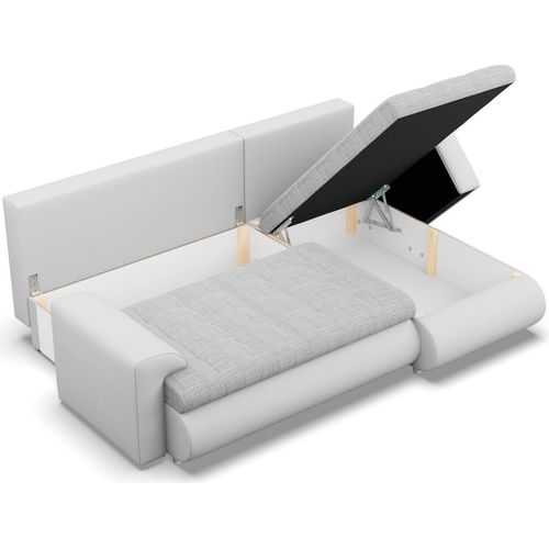 Rechts Ecksofa mit Schlaffunktion FORESTA, Sofa mit bettkasten 230x159cm, Grau