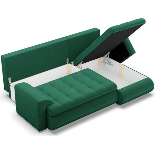 Rechts Ecksofa mit Schlaffunktion FORESTA, Sofa mit bettkasten 230x159cm, Dunkelblau