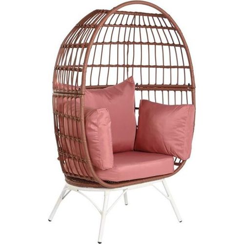 Gartenstuhl DKD Home Decor 99 x 71 x 147 cm Metall Terrakotta Synthetischer Rattan Weiß