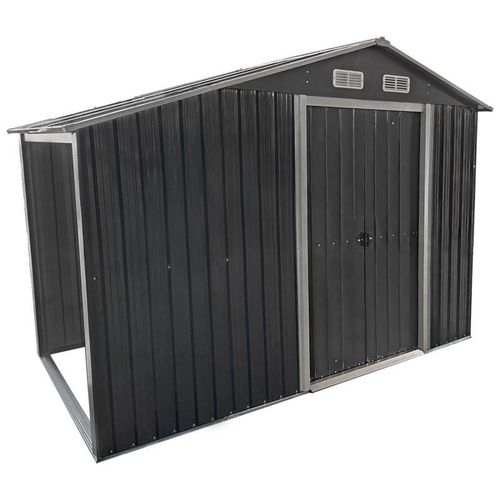 4iQ Stabiler Stahl Geräteschuppen 130x279x196 – 3,5 m² Blechschuppen mit Holzschuppen