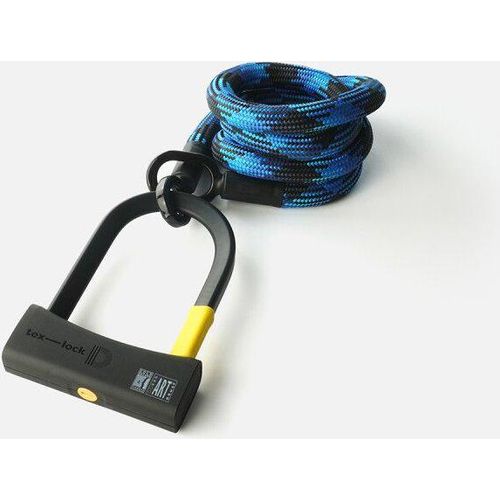 tex-lock eyelet Textilschloss mit Ösen inkl. D-lock Bundle Bügelschloss morphoblau 120 cm
