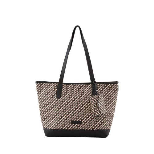 TOM TAILOR Damen TTXENIA L Shopper mit Allover-Print, schwarz, Uni, Gr. ONESIZE