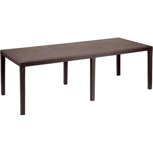 Gartentisch Dmanz, Rechteckiger ausziehbarer Esstisch, ausziehbarer Gartentisch in Rattan-Optik, 100 % Italy, 150x90h72 cm, Braun