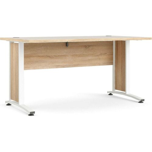 Schreibtisch Ascorbato, Mehrzweckschreibtisch, Bürotisch für PC, Eckschreibtisch, 150x80 h75 cm, Eiche und Weiß