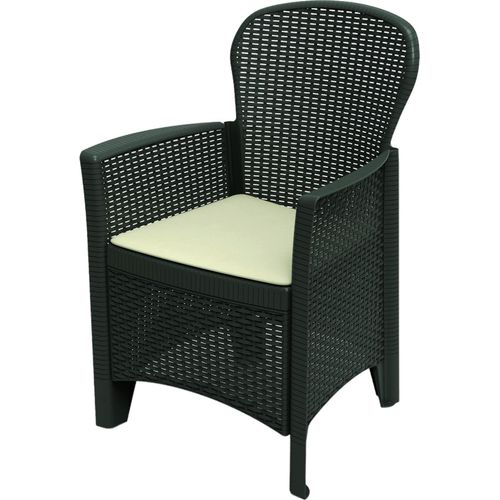 Gartenstuhl Dboatti, Gartensitz, Outdoor-Sessel in Rattan-Optik, 100 % Italy, 60x58h89 cm, Anthrazit