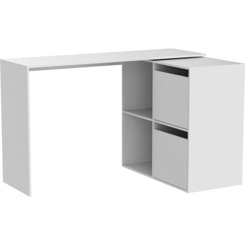 Schreibtisch Divkovi, Modularer Schreibtisch mit Regal, Arbeits- oder Bürotisch mit mehreren Positionen und Eckmontage, 152x49h74 cm, Weiß