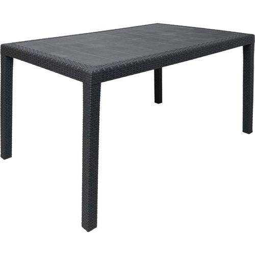 Gartentisch Dmachac, Rechteckiger Esstisch, Mehrzweck-Gartentisch in Rattan-Optik, 100 % Italy, 150x90h72 cm, Anthrazit