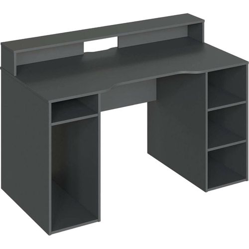 Schreibtisch Phoenix, Moderner Schreibtisch von Gaming, Studiertisch für PC und CD-Halter, Studiertisch mit Regalen, 136x67h88 cm, Anthrazit