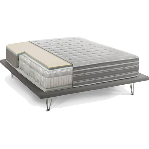 Doppelmatratze Sharon, Orthopädisch aus Memory-Schaum und Mikrofedern mit Taschen, 100% Italy, Anti-Milbe und hypoallergen, Cm 160x190 h37