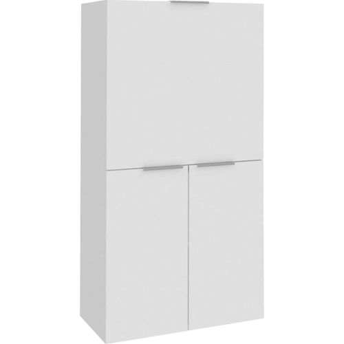 Schreibtisch Gianpiero, Mehrzweckmöbel mit Regalen und Arbeitsplatte, Mehrzweck-Bürotisch, platzsparender Mehrpositionsschreibtisch, 100 % Italy, cm 70x35h140, glänzendes Weiß