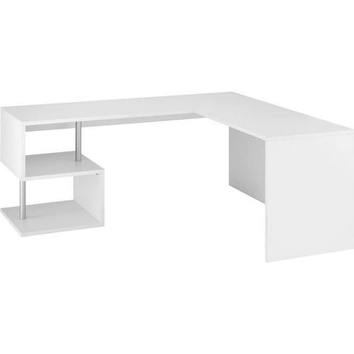 Schreibtisch Dabius, Linearer Schreibtisch mit PC-Halterung, Mehrzweck-Bürotisch, platzsparender Schreibtisch, 100 % Italy, cm 160x60h78, glänzend weiß