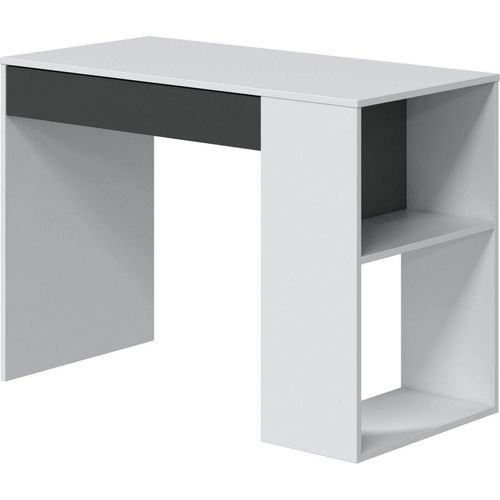 Schreibtisch Boise, Wendeschreibtisch mit Schublade, Arbeits- oder Bürotisch für PC, 101x50h73 cm, Weiß und Anthrazit