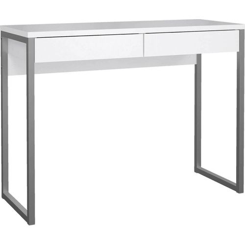 Schreibtisch Anavi, Mehrzweckschreibtisch, Bürotisch für PC, Eckschreibtisch, 101x40 h77 cm, Glänzendes Weiß