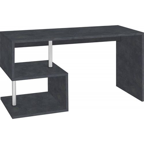 Schreibtisch Valerio, Linearer Schreibtisch mit PC-Halterung, Mehrzweck-Bürotisch, platzsparender Multipositions-Schreibtisch, 100 % Italy, cm 140x60h78, Slate