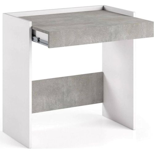 Schreibtisch Clematide, Moderner Schreibtisch mit Schublade, Studier - oder Bürotisch für PC - Buchhalter, 100% Italy, 80x40h79 cm, Weiß und Beton