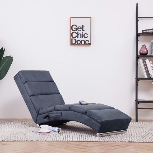 The Living Store Massage Chaiselongue Grau Wildleder-Optik